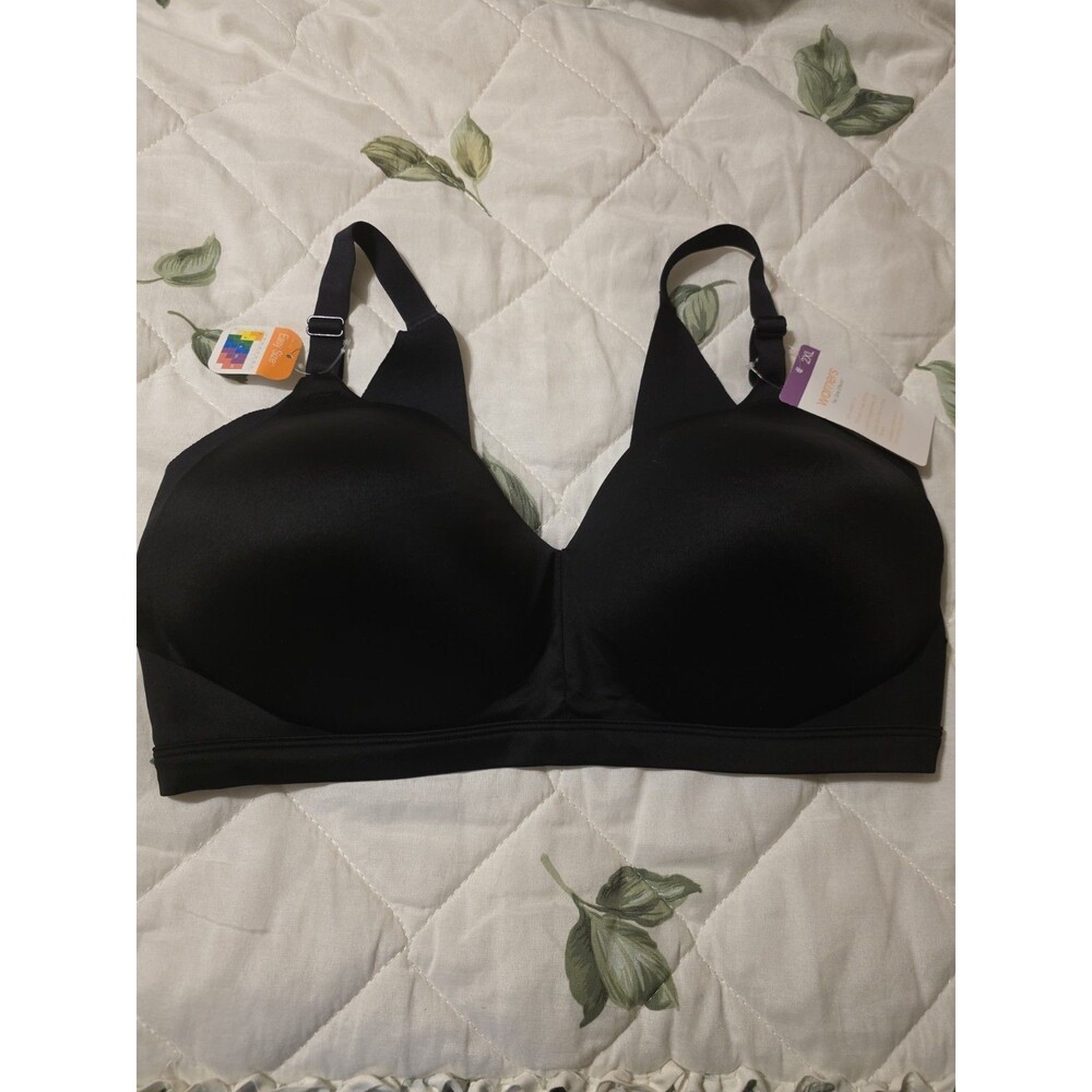 Warners No Side Effects Black Wireless T-Shirt Bra RN2231A 2XL New With Tags